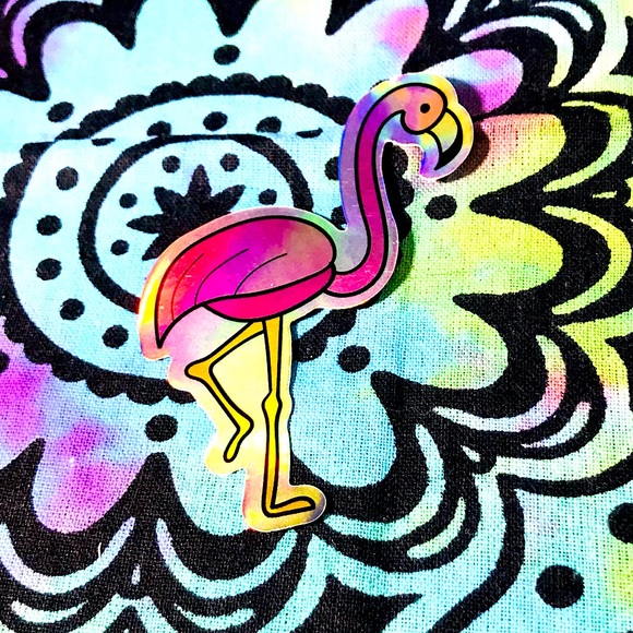 Flamingo Metallic Prismatic Reflective Single Decor Sticker - Picture 1 of 11